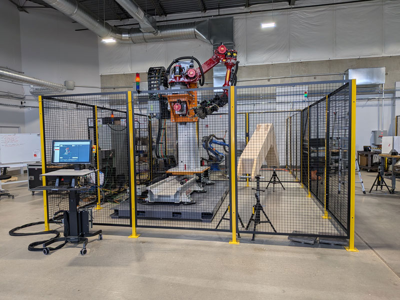 This large-scale, heavy-duty grinding application was developed using Güdel’s multi-axis motion systems to provide additional degrees of freedom (image courtesy Titan Robotics).