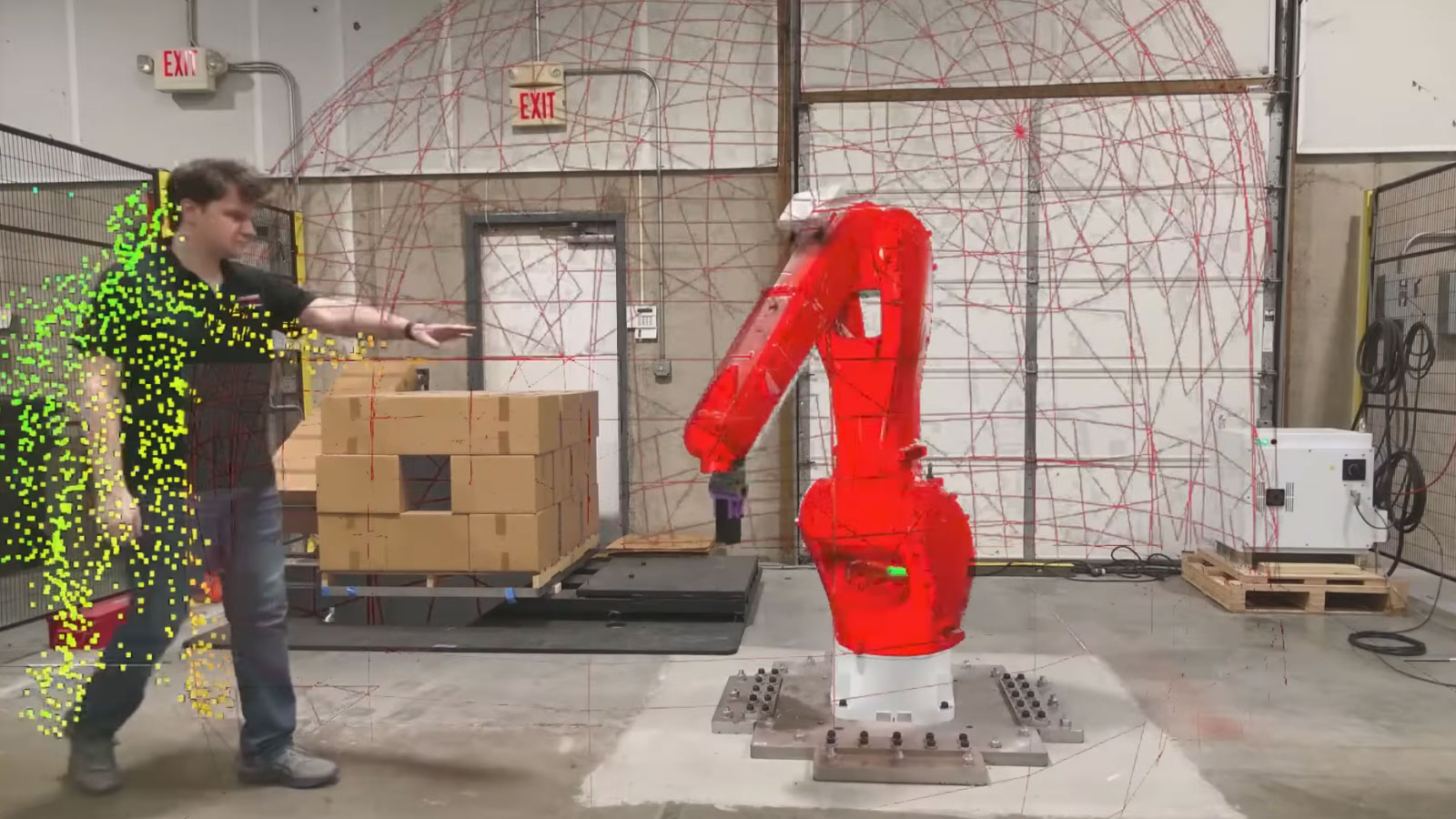 The SR-1 system from Sensory Robotics uses time-of-flight sensors to create a 3D map of the zone surrounding a robot and detect any motion within that zone.