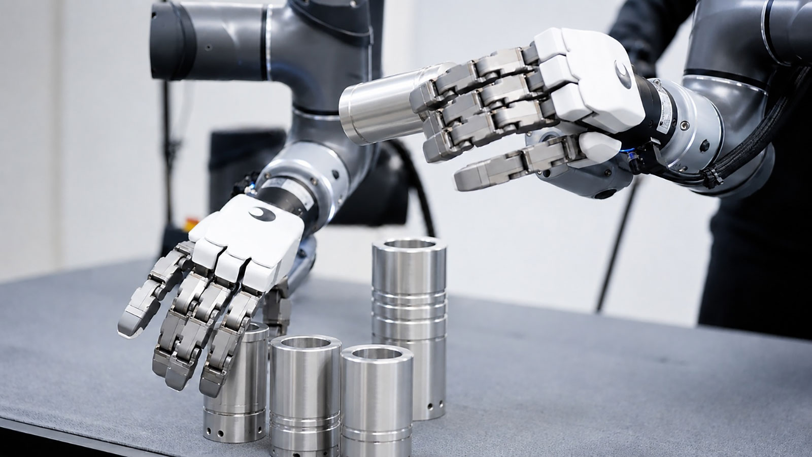 The Tesollo DG-5F humanoid robotic hand in action.