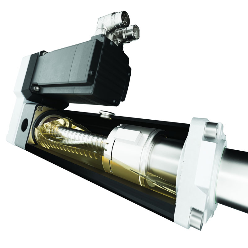 Cutaway view of the interior of an LM3S actuator showing internal lubrication
