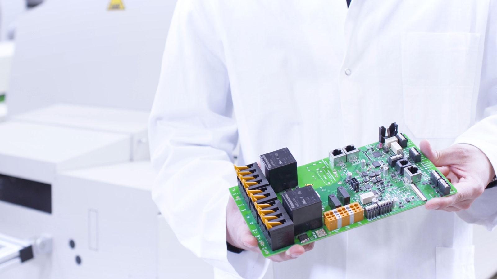 Weidmüller's SNAP IN technology shown here in a PCB power electronics example.