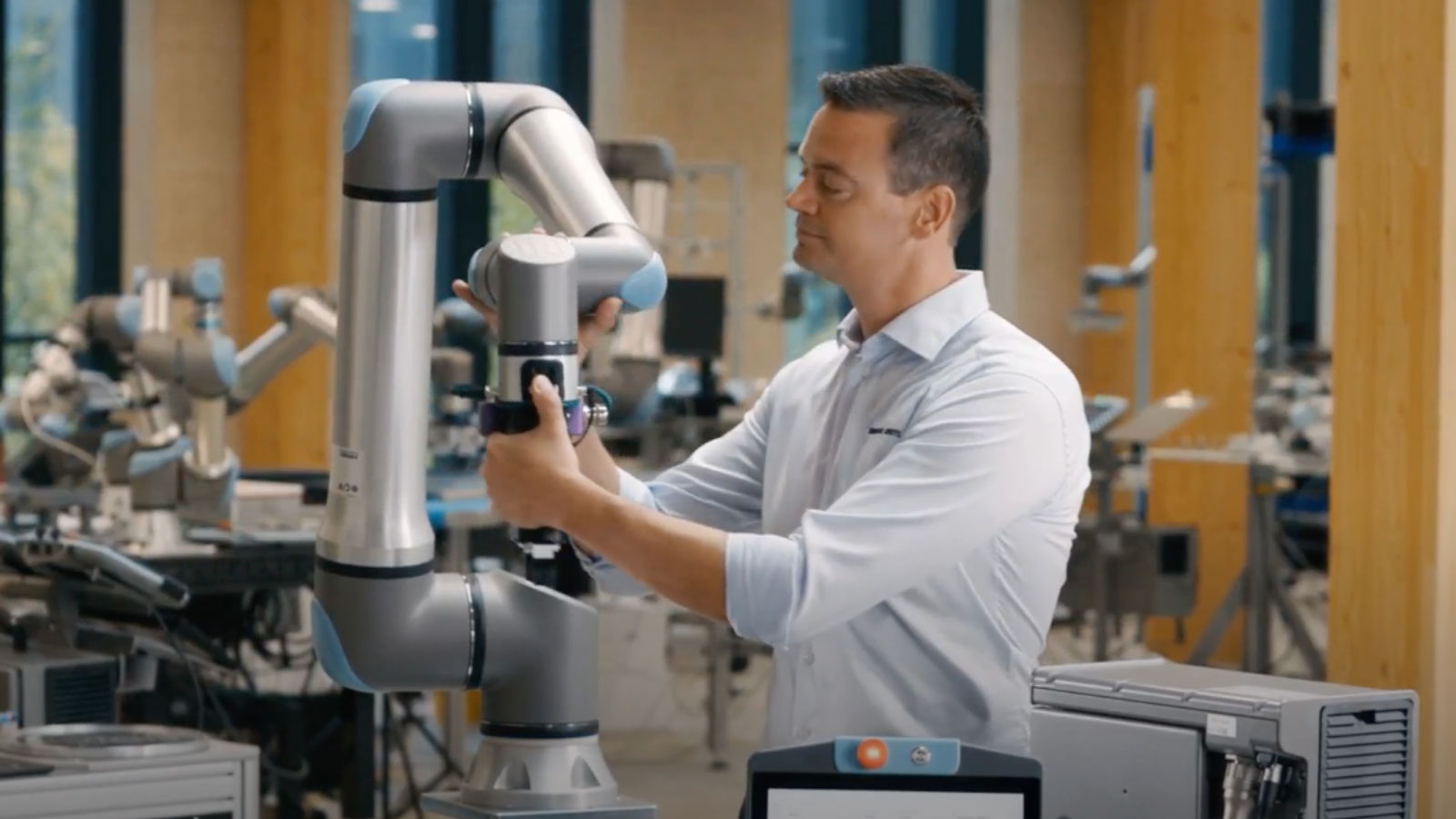 The Gen 7 platform from Universal Robots combines the g-Series cobot arms with the company's the new CB7 Core controller, the TP7 Core teach pendant, the SP7 Smart Panel tool-flange interface, and the PolyScope X software platform. The Gen 7 platform from Universal Robots combines the g-Series cobot arms with the company's the new CB7 Core controller, the TP7 Core teach pendant, the SP7 Smart Panel tool-flange interface, and the PolyScope X software platform.