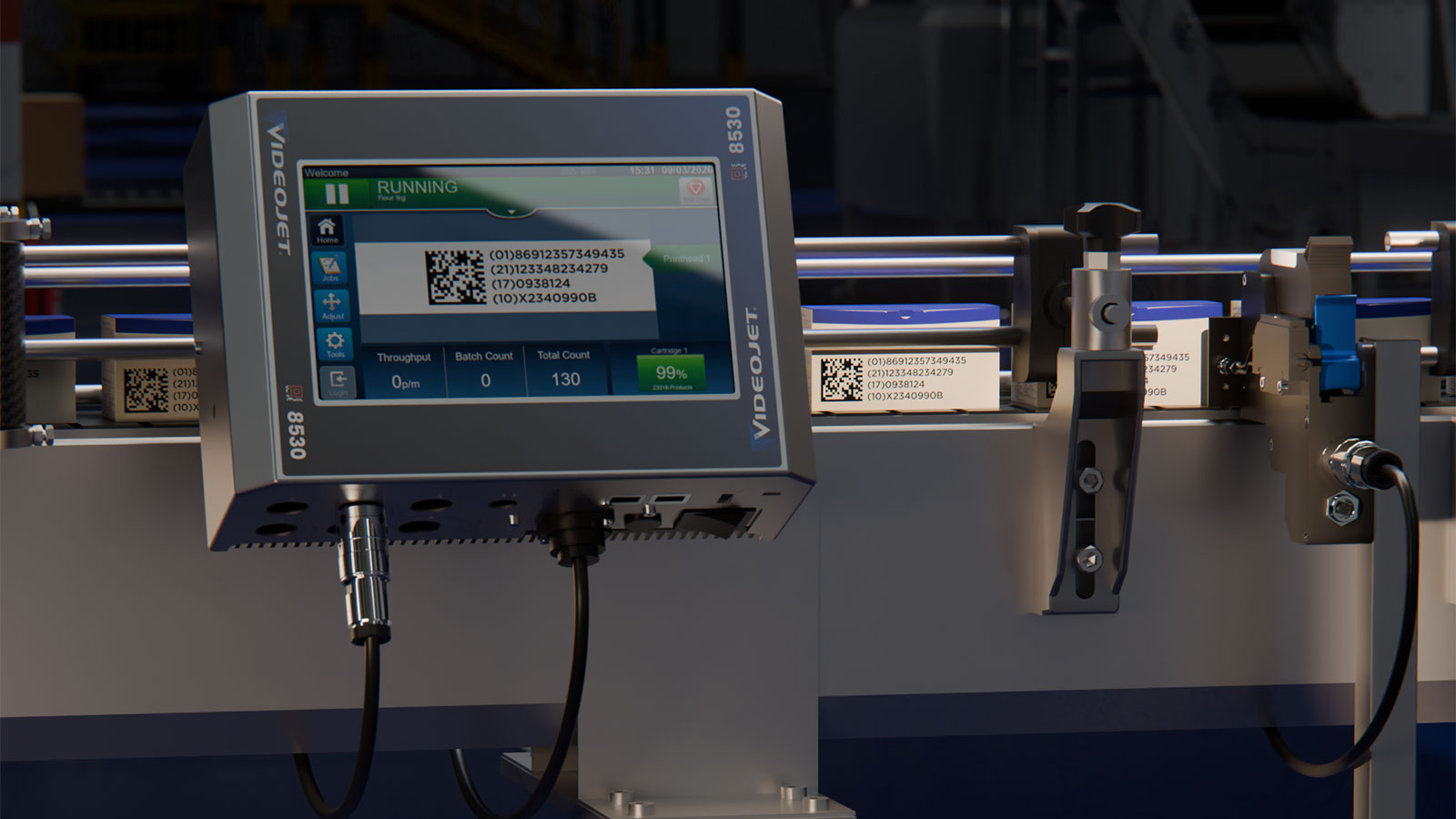 The new Videojet 8530 thermal inkjet printer, designed to deliver high-resolution, fast-drying 2D codes and barcodes across high-speed packaging lines.